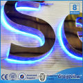 New style Golden surface 3D acrylic LED sign backlit stainless steel house number blue light letters